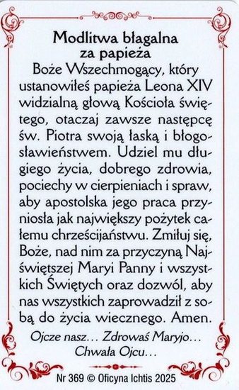 Obrazek plastikowy Leon XIV
