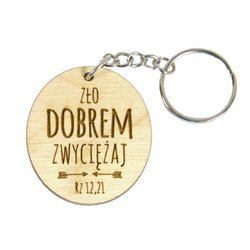 Brelok drewniany - Zło dobrem zwyciężaj