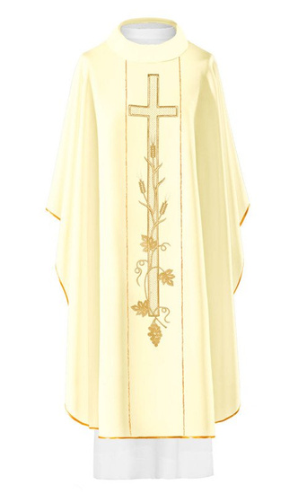 Ecru ornat haftowany "Krzyż z winogronami" 