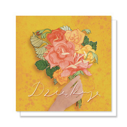 Kartka okolicznościowa - Dziękuję róża bukiet żółta