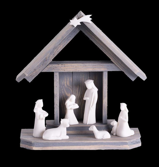Szopka bożonarodzeniowa - drewno - Alabaster