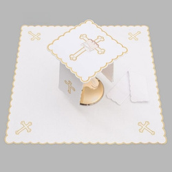 Bielizna kielichowa ołtarzowa bogato haftowana rybki złoty