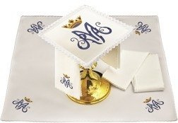 Bielizna kielichowa haftowana 100% len - Maryjna z koroną