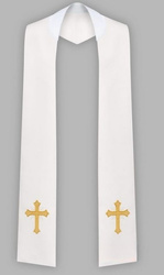 Stuła haftowana z krzyżem prostym - szeroka jednostronna (biała)