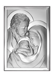 Srebrny obrazek z wizerunkiem Św. Rodziny, prostokątny