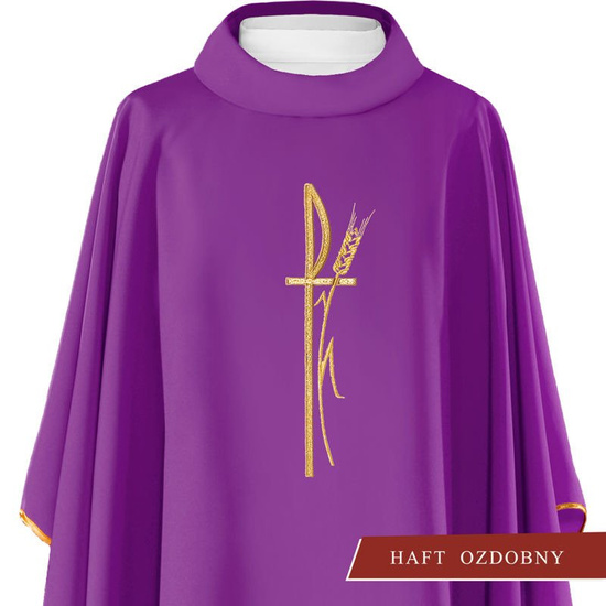 Fioletowy ornat liturgiczny haftowany symbol "PAX" 