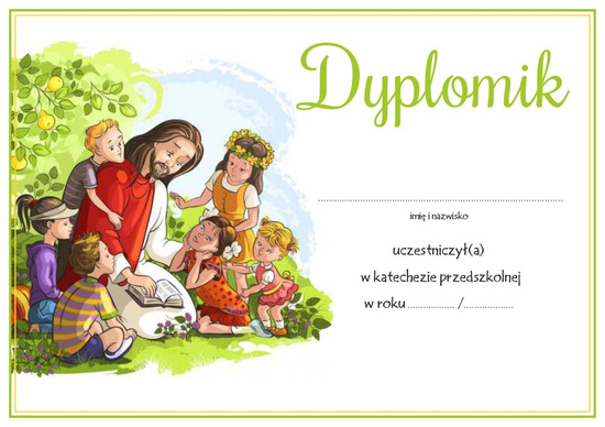 Dyplomik ukończenia katechezy przedszkolnej