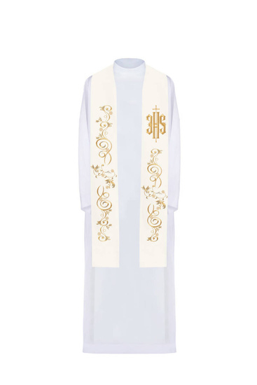 Stuła haftowana zdobiona IHS 