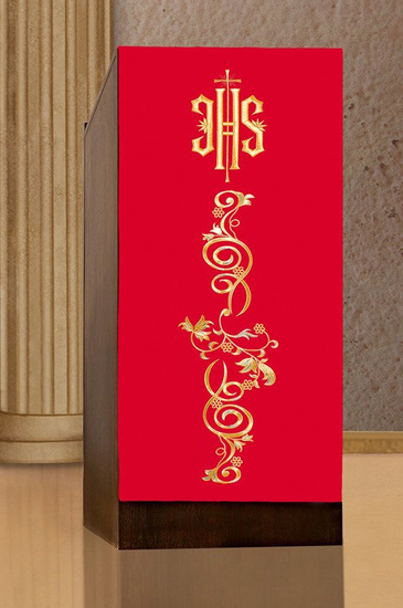 Serweta na lektorium haftowana z symbolem IHS 
