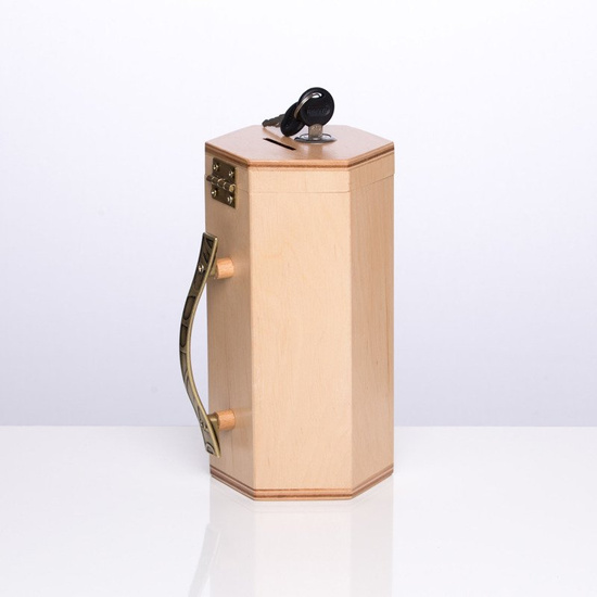 Puszka, skarbonka, drewniana - jasna