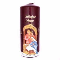 Świeca Bożonarodzeniowa bordowy kolorowa aplikacja 18 cm