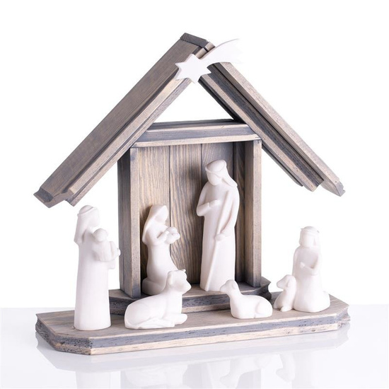 Szopka bożonarodzeniowa - drewno - Alabaster