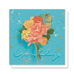 Kartka okolicznościowa - Gratuluję róża bukiet niebieska