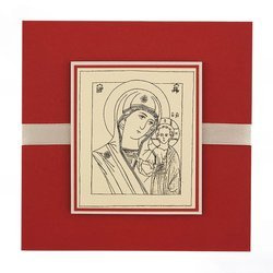 Kartka Ikona Matka Boża Kazańska - bordo