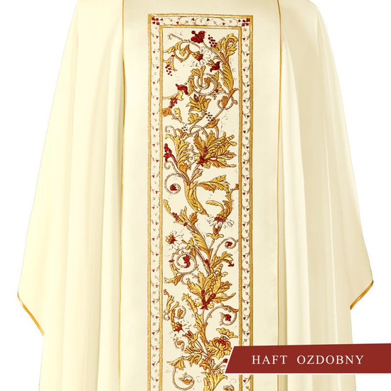 Ecru ornat bogato haftowany z symbolem IHS