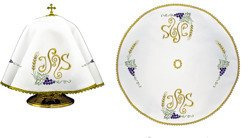 Welon na puszkę haftowany okrągły IHS z winogronami