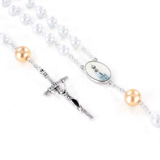 Różaniec szklany w pudełku - Matka Boża Fatimska - 0,8x0,10 cm