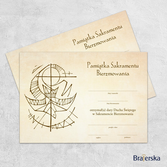 Pamiątka Sakramentu Bierzmowania A5 (komplet 10 szt.)