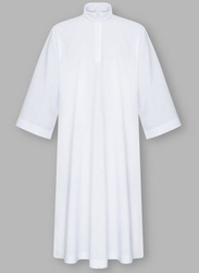 Alba liturgiczna gładka strecz - stójka zamek z przodu