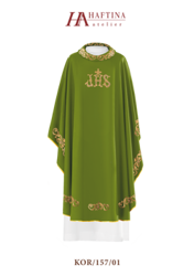 Zielony ornat haftowany z symbolem IHS