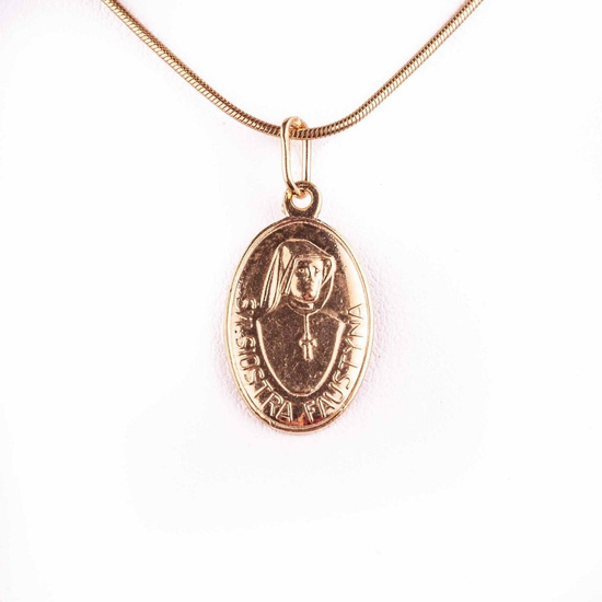 Medalik św. Faustyna / Jezus Miłosierny - srebrny - pozłacany