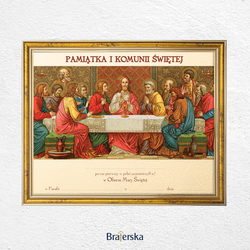 Pamiątka Pierwszej Komunii Świętej z personalizacją - ramka złota