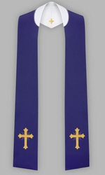 Stuła haftowana z krzyżem prostym - szeroka dwustronna (fioletowa i biała)