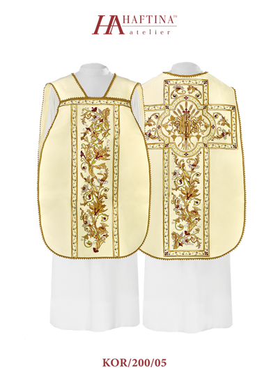 Ecru ornat rzymski haftowany IHS 