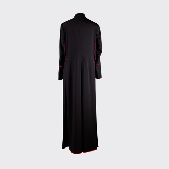 Sutanna czarna z fioletowym obszyciem- 100% wełny - kaszmir