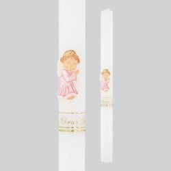 Świeca Pamiątka Chrztu Świętego aniołek - różowa