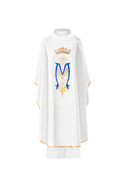 Biały ornat maryjny haftowany z koroną