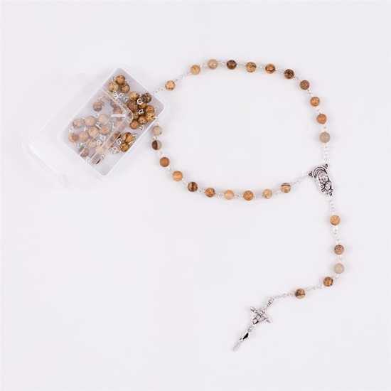 Różaniec - kamień naturalny - jaspis - 6 mm