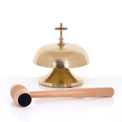 Gong - mosiądz - drewniany młotek - 19 cm