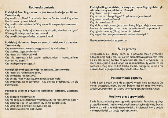 Rachunek sumienia dla dzieci przystępujących do I Komunii Świętej
