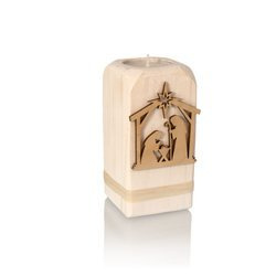 Świecznik - szopka bożonarodzeniowa - drewno- biały
