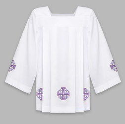 Komża haftowana kapłańska krzyż fioletowy