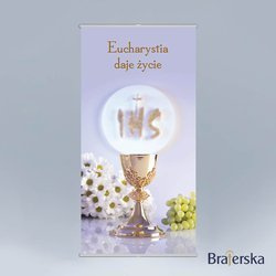 Baner z listwą Pierwsza Komunia Święta - Kielich z IHS