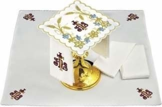 Bielizna kielichowa haftowana IHS z kłosami