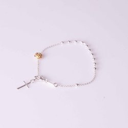Różaniec bransoletka z różyczką -srebro