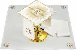 Bielizna kielichowa haftowana IHS z kłosami