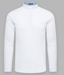 Koszulka polo kapłańska z długim rękawem - biała