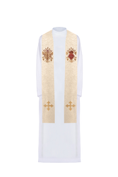 Stuła haftowana krzyż, IHS i serce Jezusa Chrystusa