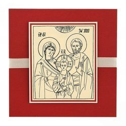 Kartka Ikona Święta Rodzina - bordo