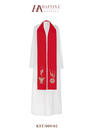 Czerwona stuła "Kielich, Kłosy i Winogrona" 