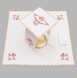 Bielizna kielichowa ołtarzowa bogato haftowana z Duchem Świętym czerwona