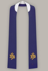 Stuła haftowana IHS - wąska jednostronna (fioletowa)