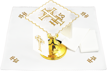 Bielizna kielichowa haftowana krzyż + IHS