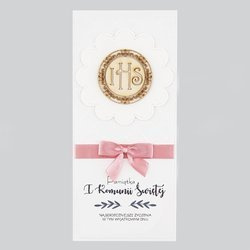 Kartka Pamiątka I Komunii Świętej - różowy