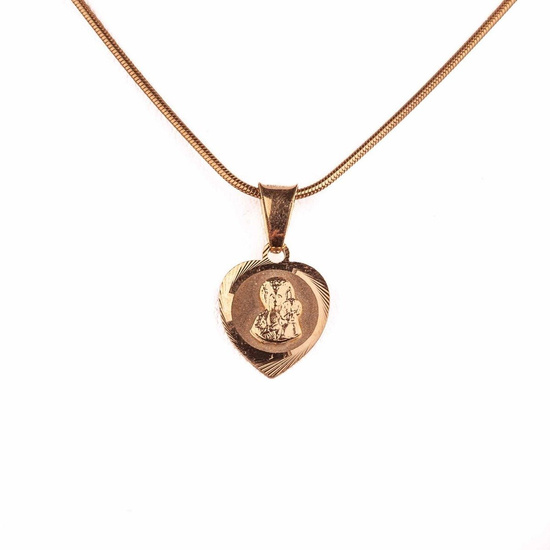Medalik Matka Boża Częstochowska serce - srebrny - pozłacany