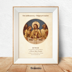 Pamiątka Pierwszej Komunii Świętej w białej ramce z personalizacją